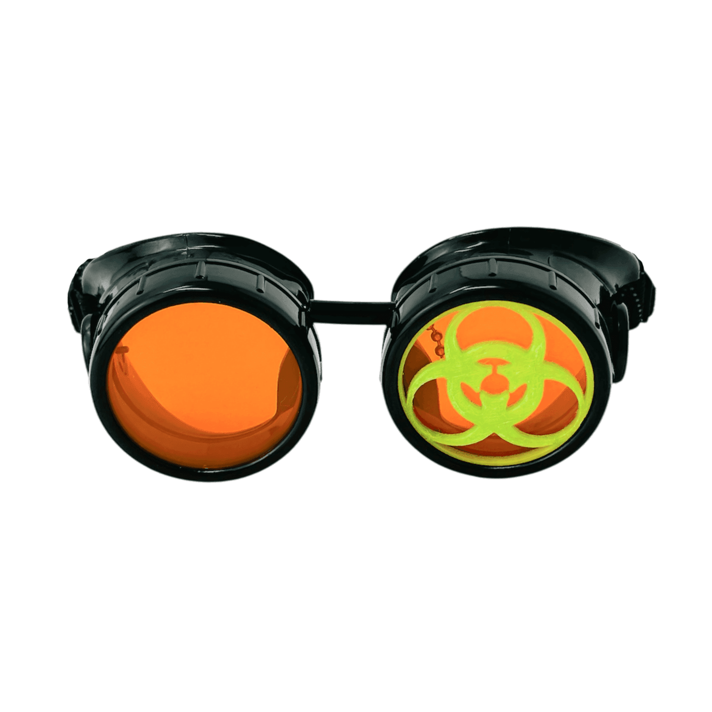 Steampunk Mad Scientist goggles biohazard cosplay glasses neon lenses - neon orange