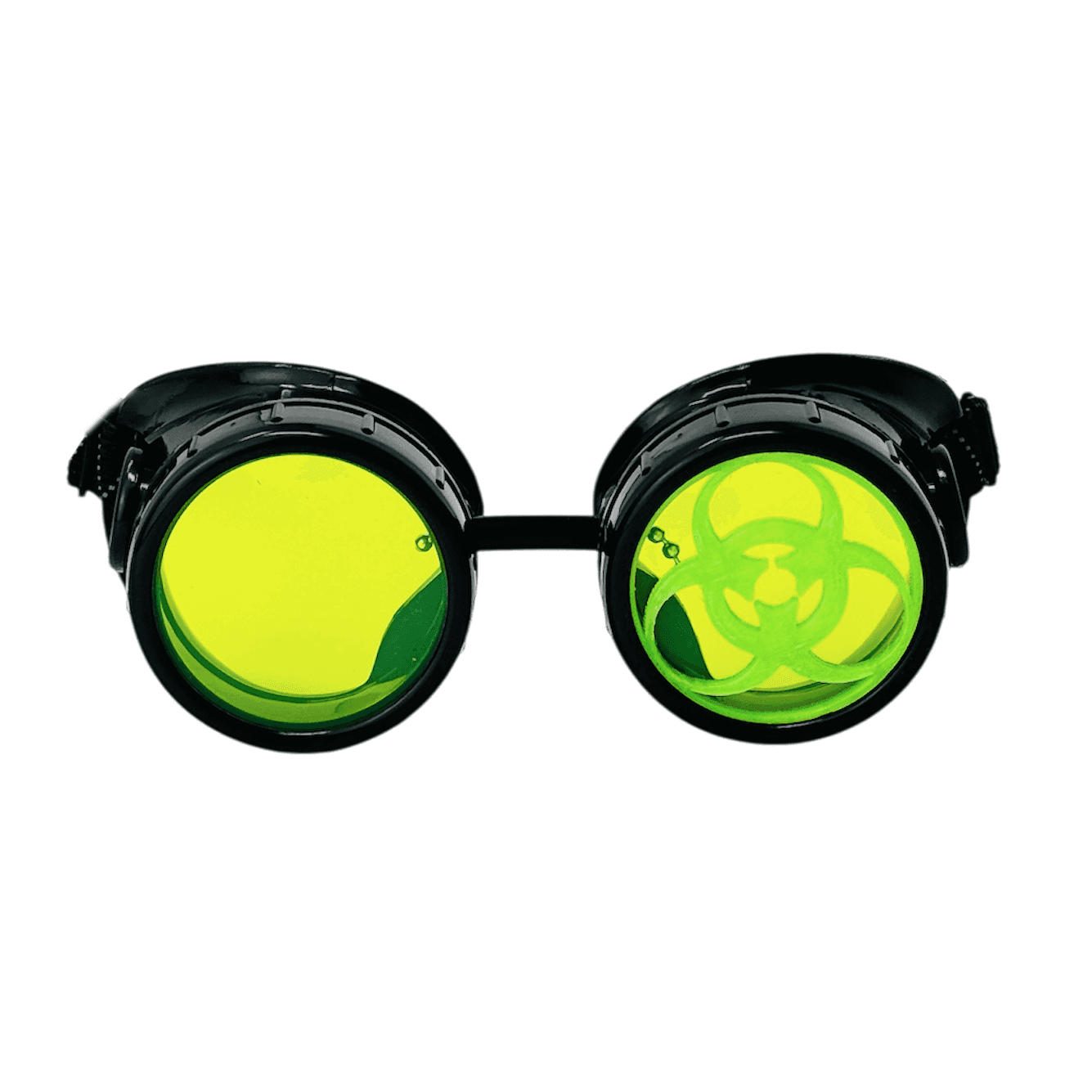 Steampunk Mad Scientist goggles biohazard cosplay glasses neon lenses - neon green