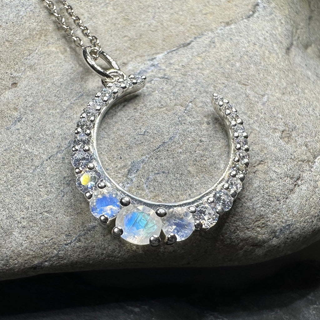 Moonstone Crescent Moon Necklace