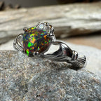 Black Opal Claddagh Ring