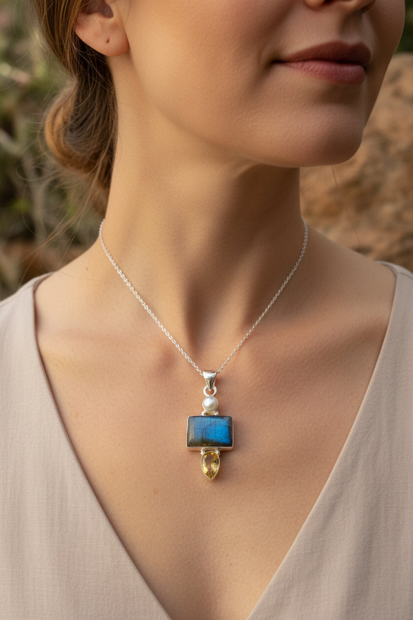Galaxy Blue Labradorite Necklace
