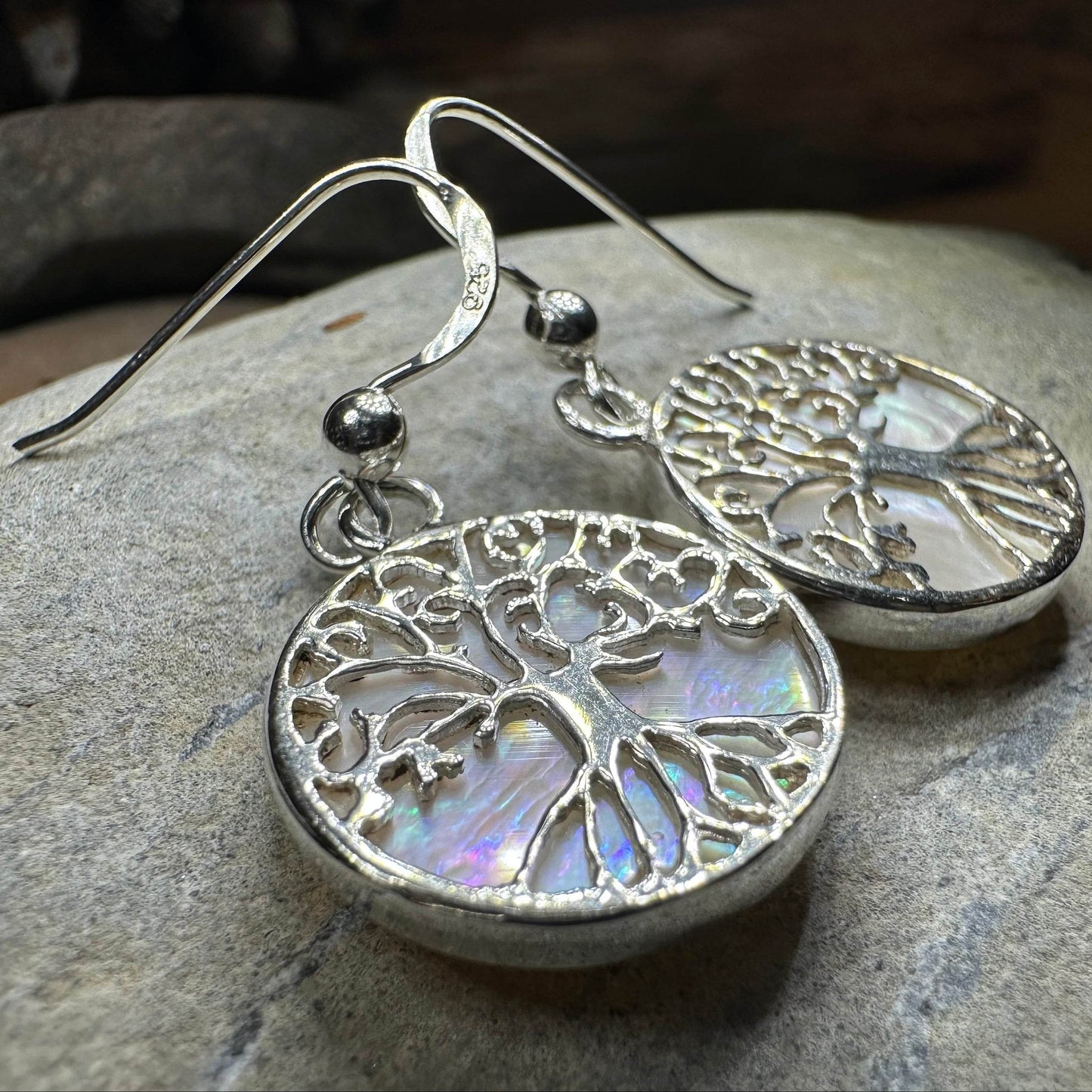 Veronica Tree of Life Earrings - Abalone Shell
