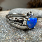 Erline Claddagh Blue Opal Ring