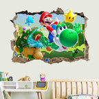 3D Wall Piercing Mario Full Staff Wall Stickers