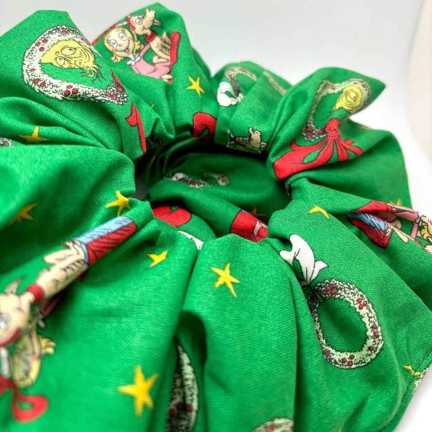 Green Grinch and Cindy Christmas Scrunchie - 