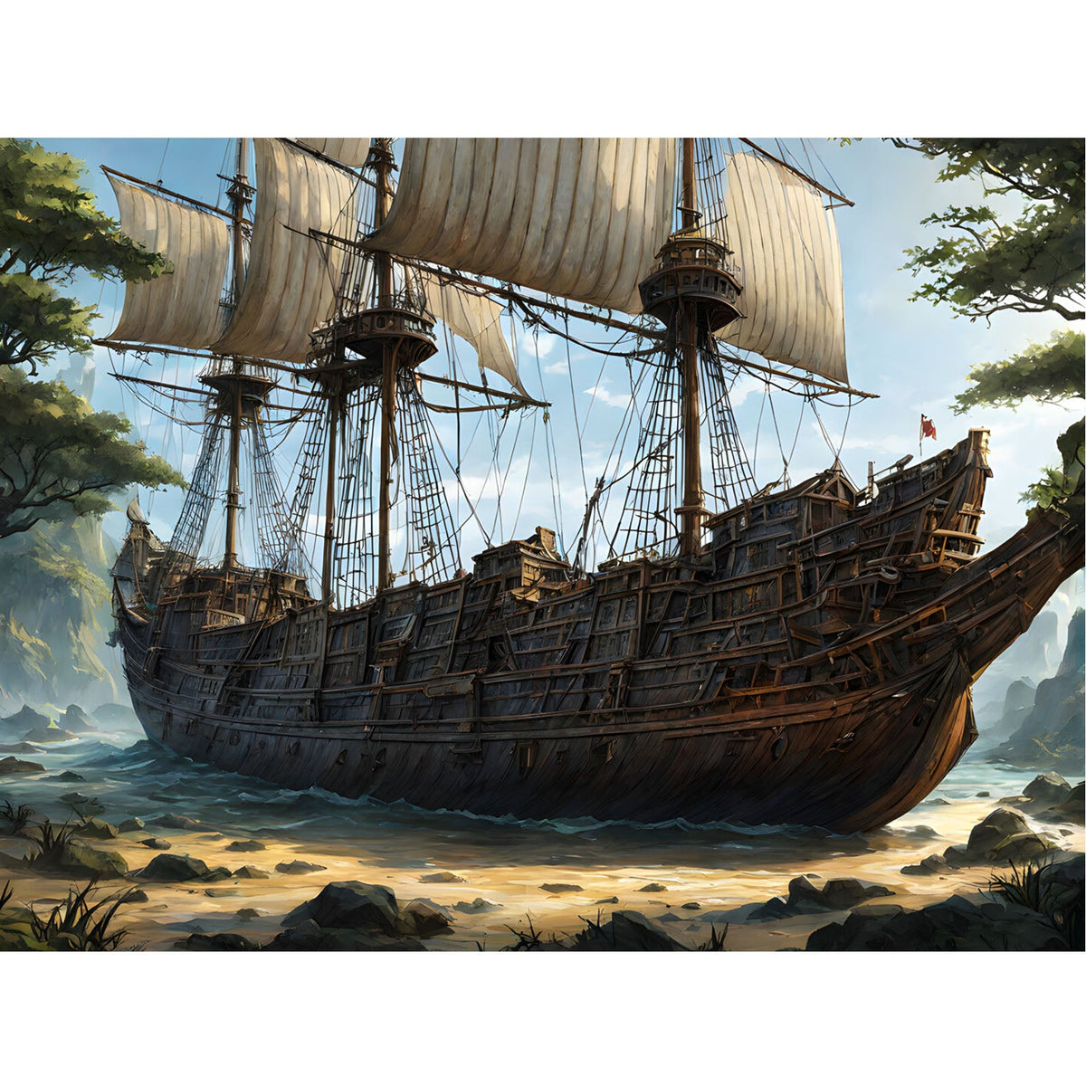 Ingooood Jigsaw Puzzle 1000 Pieces- BATEAU ÉCHOUÉ - Entertainment Toys for Adult Special Graduation or Birthday Gift Home Decor