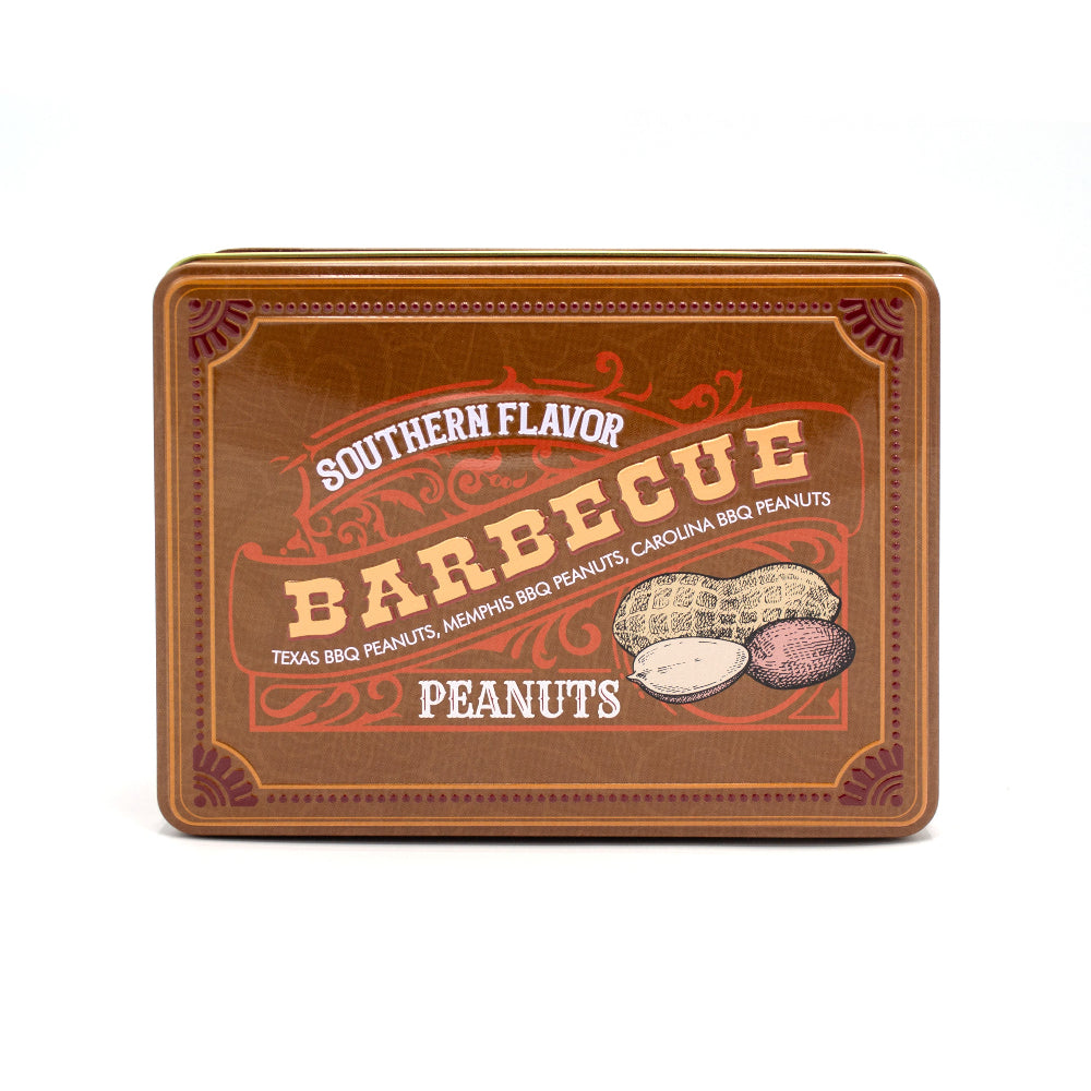 Southern BBQ Peanuts Men's Gift Tin – 3 Gourmet BBQ Flavors | Texas, Memphis & Carolina Peanuts
