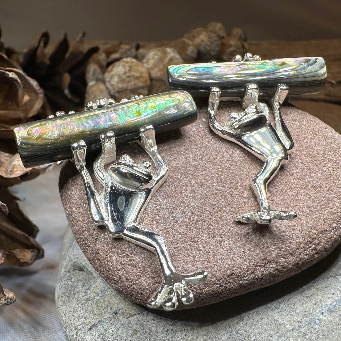 Abalone Frog Earrings - 