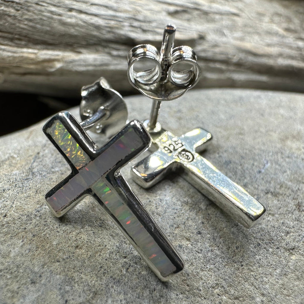 Serene Soul Opal Cross Earrings