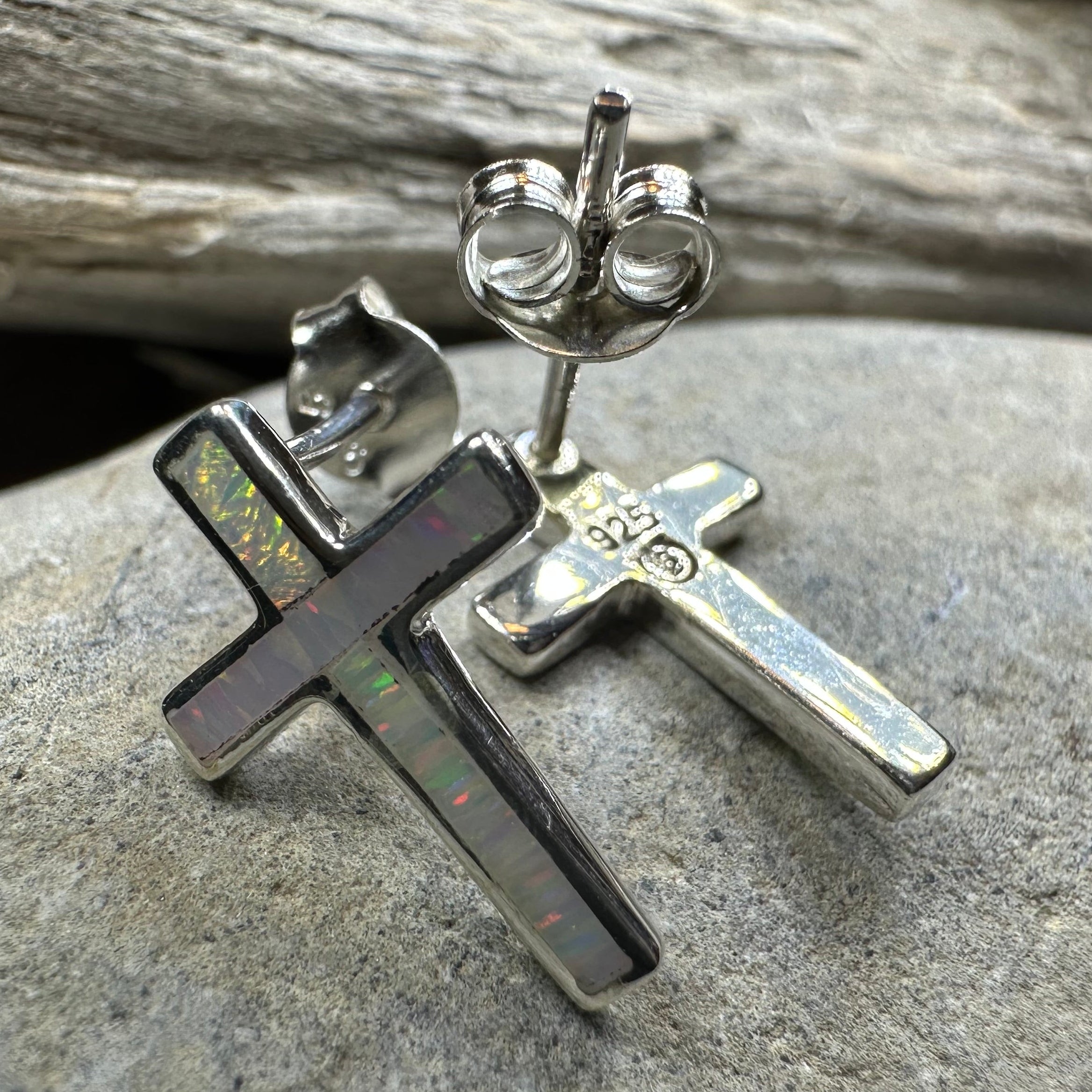 Serene Soul Opal Cross Earrings