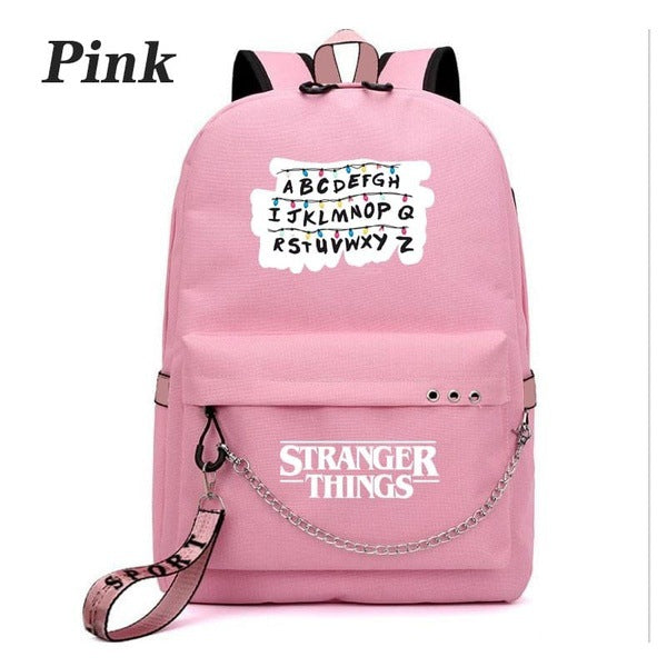 American TV Series Stranger Things Backpack USB Charging Backpack Student School Bag