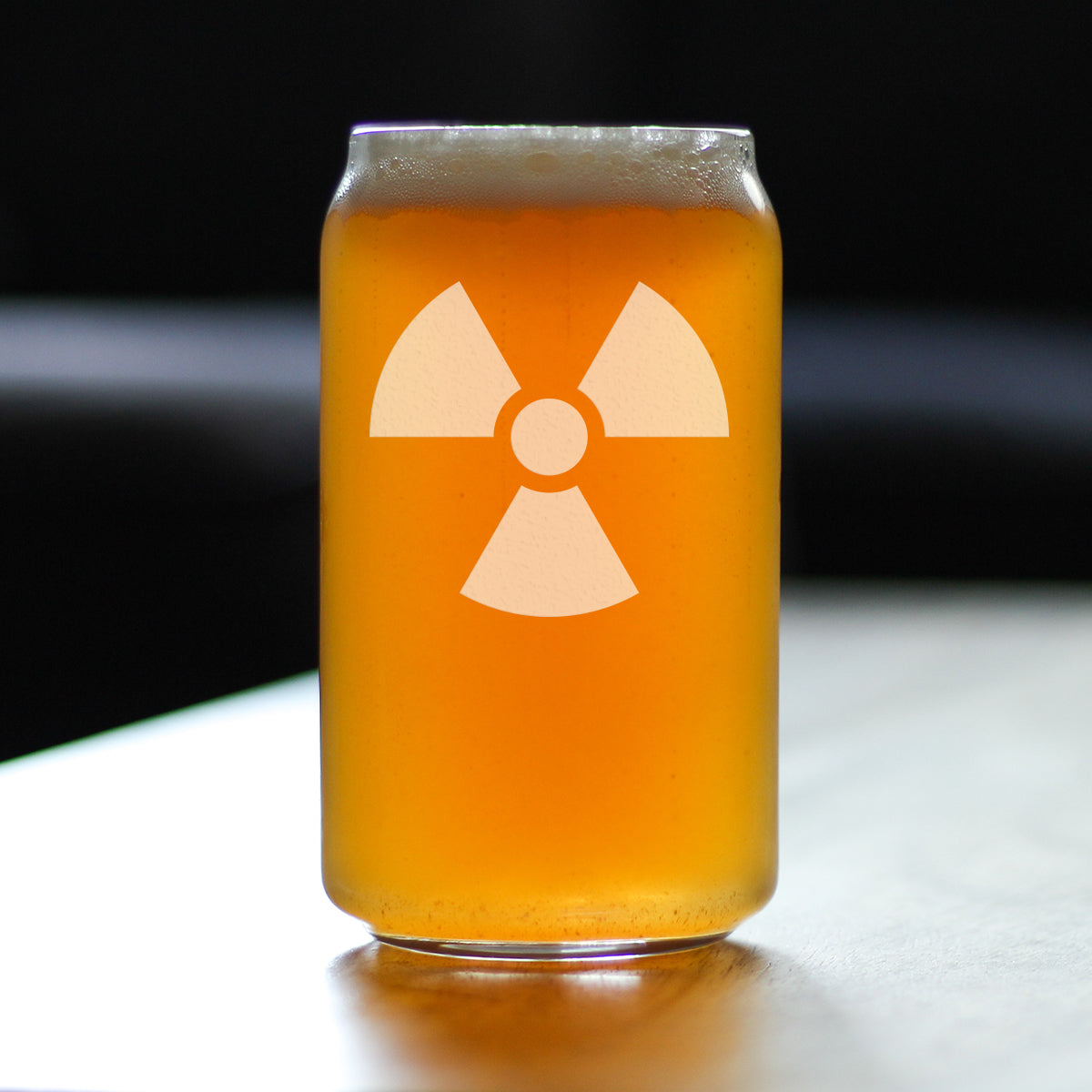 Radiation Symbol Beer Can Shaped Pint Glass - Unique Engraved Gifts for Medical Professionals, Nurses & Radiologists