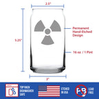 Radiation Symbol Beer Can Shaped Pint Glass - Unique Engraved Gifts for Medical Professionals, Nurses & Radiologists