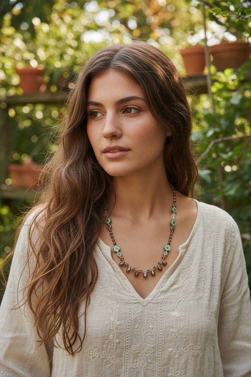 Golden Lotus Crystal Necklace
