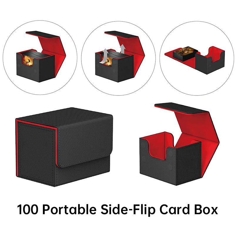 Magnetic Trading Card Storage Box - 100 Card Capacity (Sleeved), Waterproof & Stain Proof Collectoe