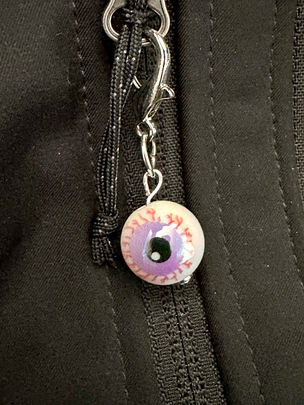 Purple Bloodshot Eyeball Zipper Pull Bag Charm Keychain
