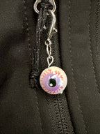 Purple Bloodshot Eyeball Zipper Pull Bag Charm Keychain