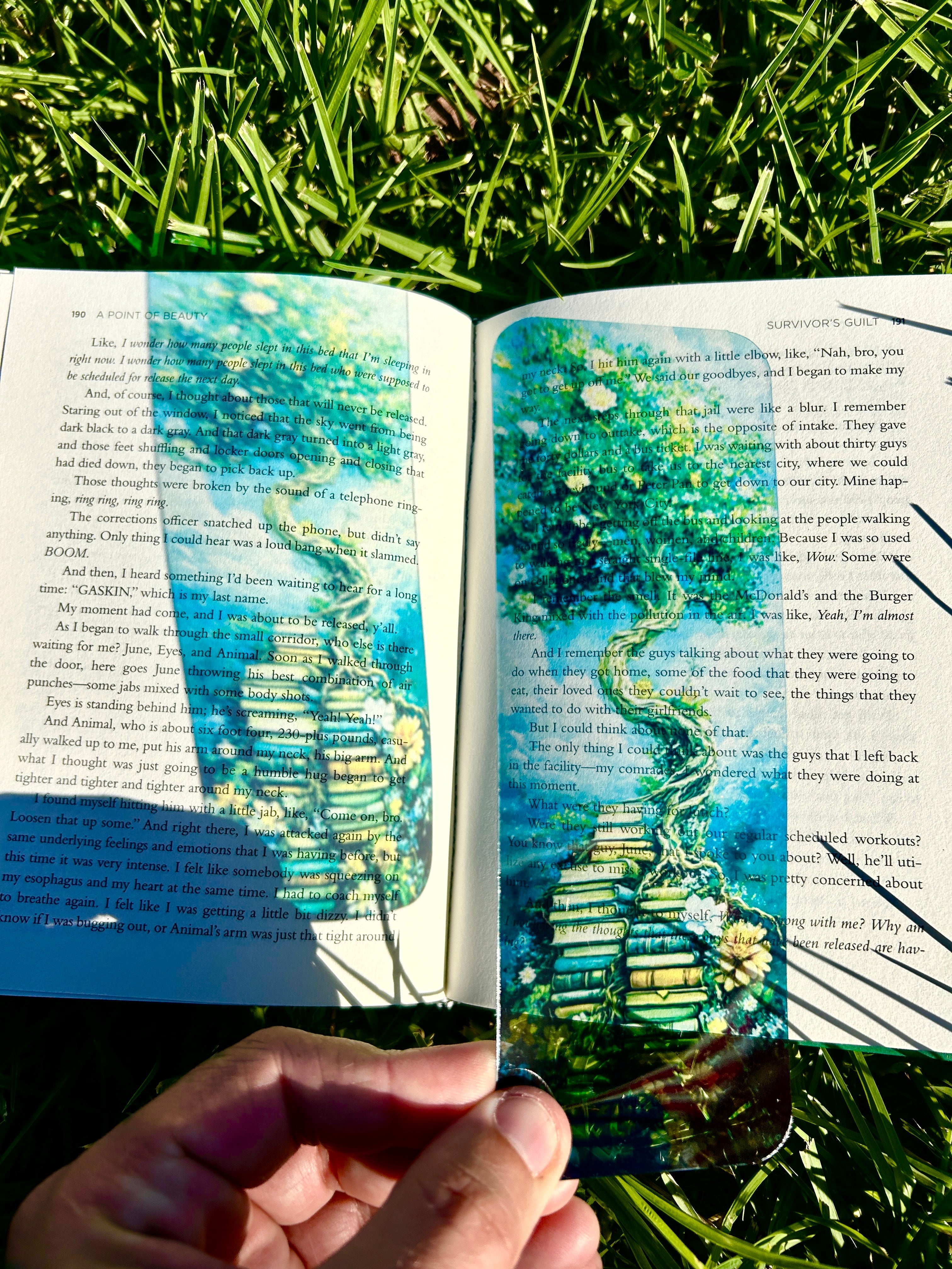 Enchanted Tree of Knowledge Bookmark – Whimsical Fantasy Tree Growing from Books with Flowers and Clouds, Book Lover’s Bookmark