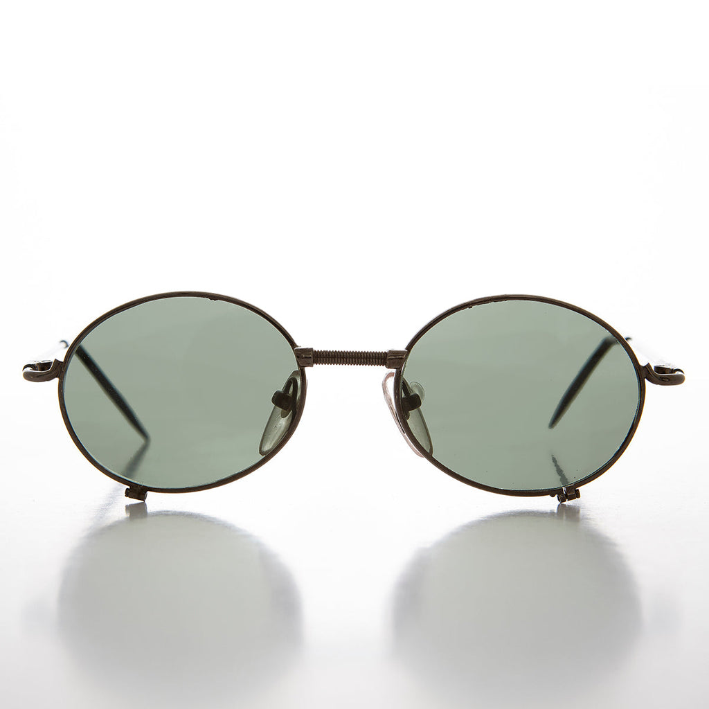 Industrial Steampunk 90s Sunglass with Oval Optical Quality Frame Glass Lens - Blaster