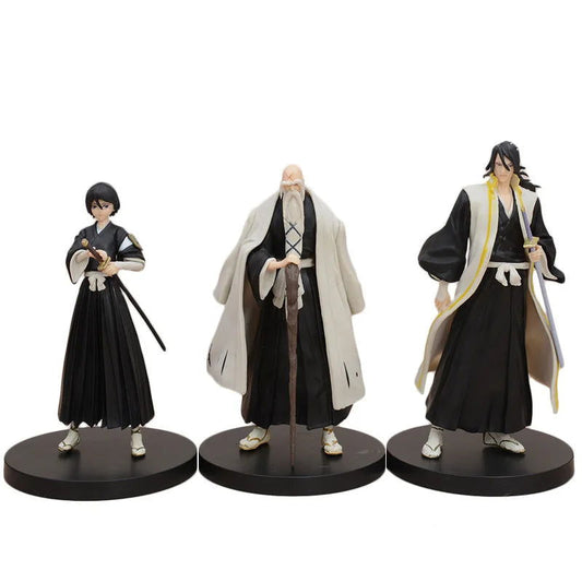 BLEACH Kuchiki Rukia Byakuya Yamamoto Genryuusai Shigekuni PVC Action Figure, Anime Figurines Standing Position Statues 16 CM