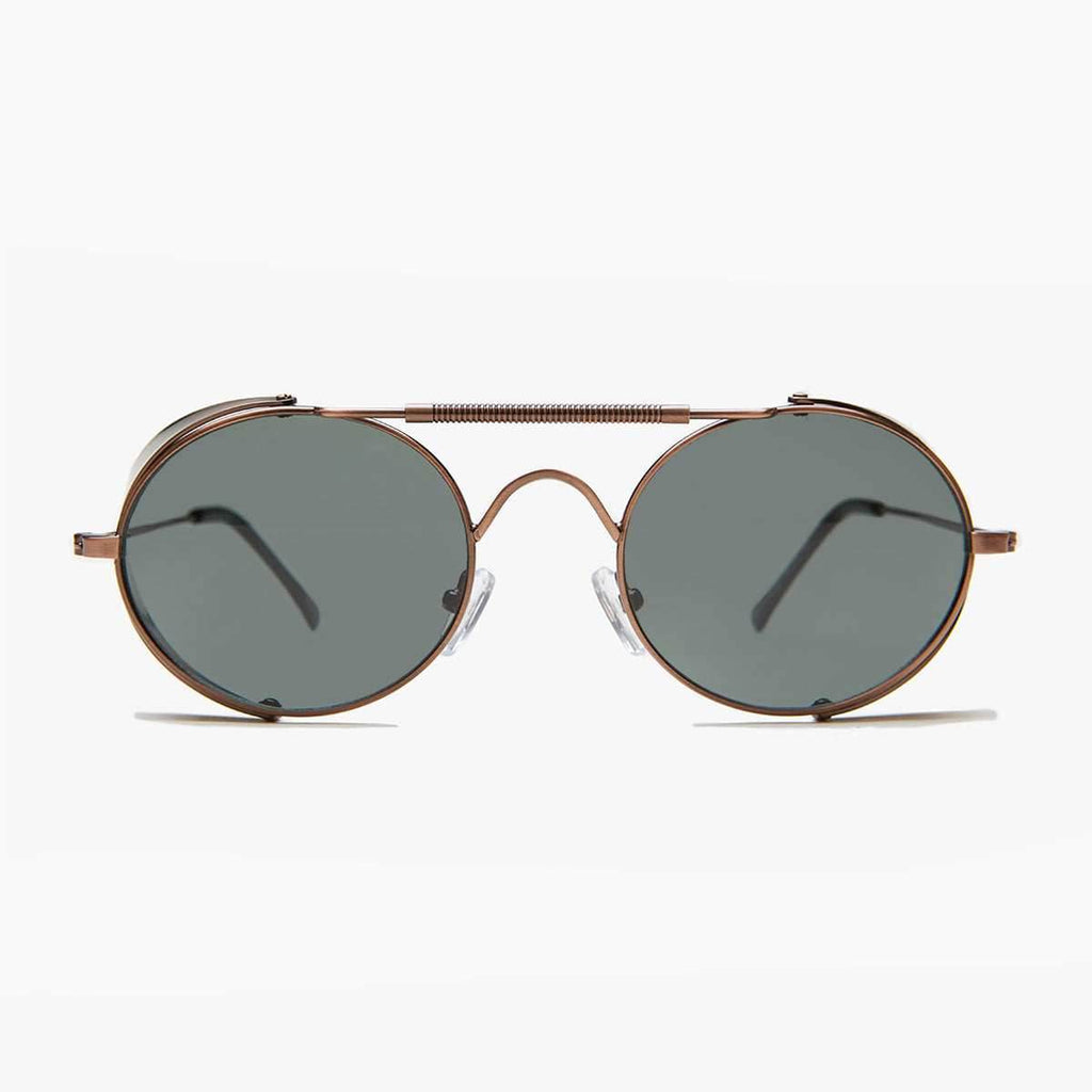 Copper Steampunk Sunglass with Folding Side Shields - Bram 5 - Copper / Brown Lens