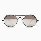 Black Steampunk Sunglass with Folding Side Shields - Bram 4 - Black/Gray Lens