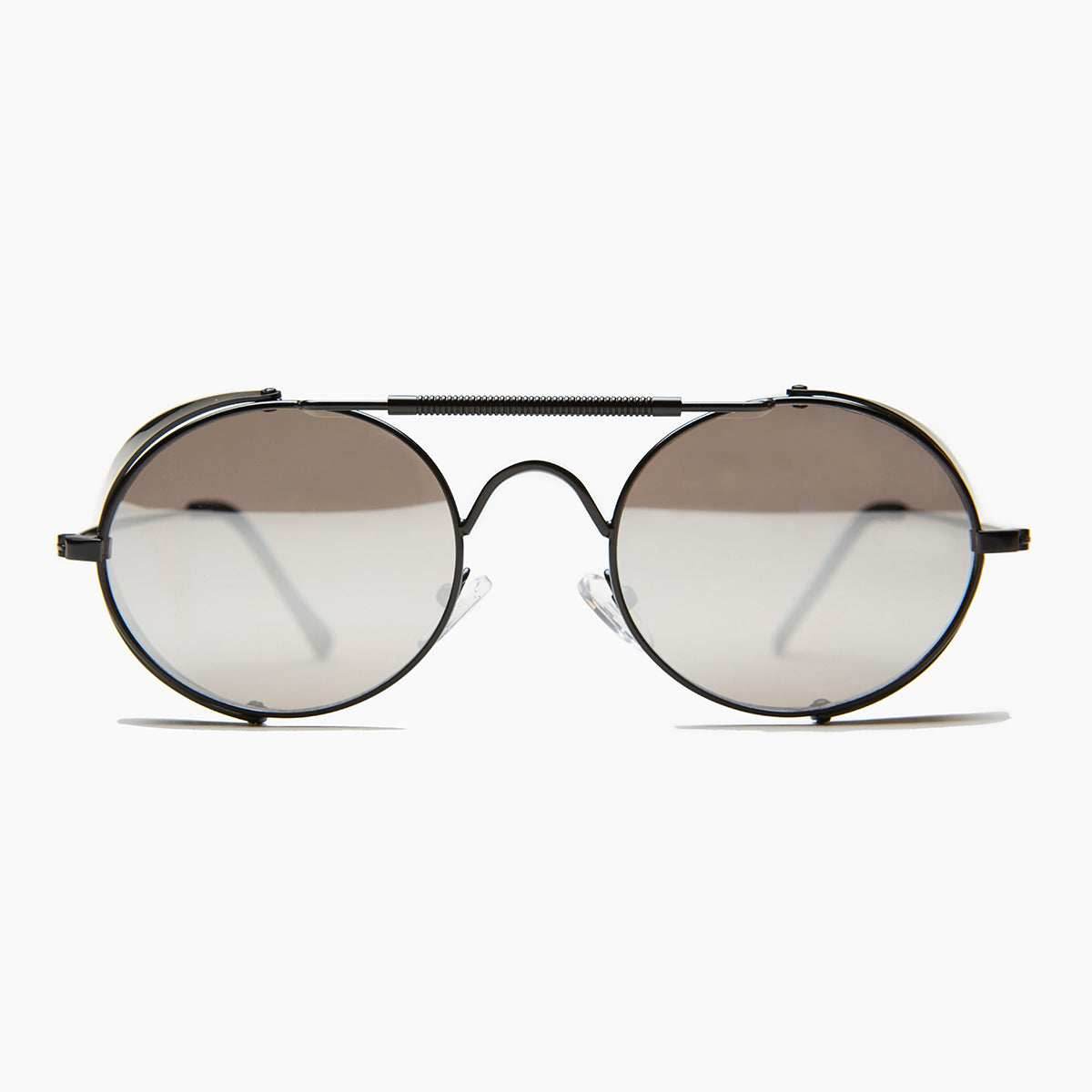 Black Steampunk Sunglass with Folding Side Shields - Bram 4 - Black/Gray Lens