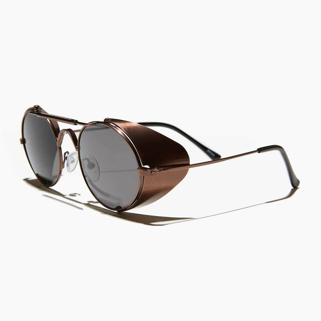 Copper Steampunk Sunglass with Folding Side Shields - Bram 5 - Copper / Gray Lens