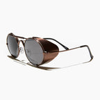 Copper Steampunk Sunglass with Folding Side Shields - Bram 5 - Copper / Gray Lens