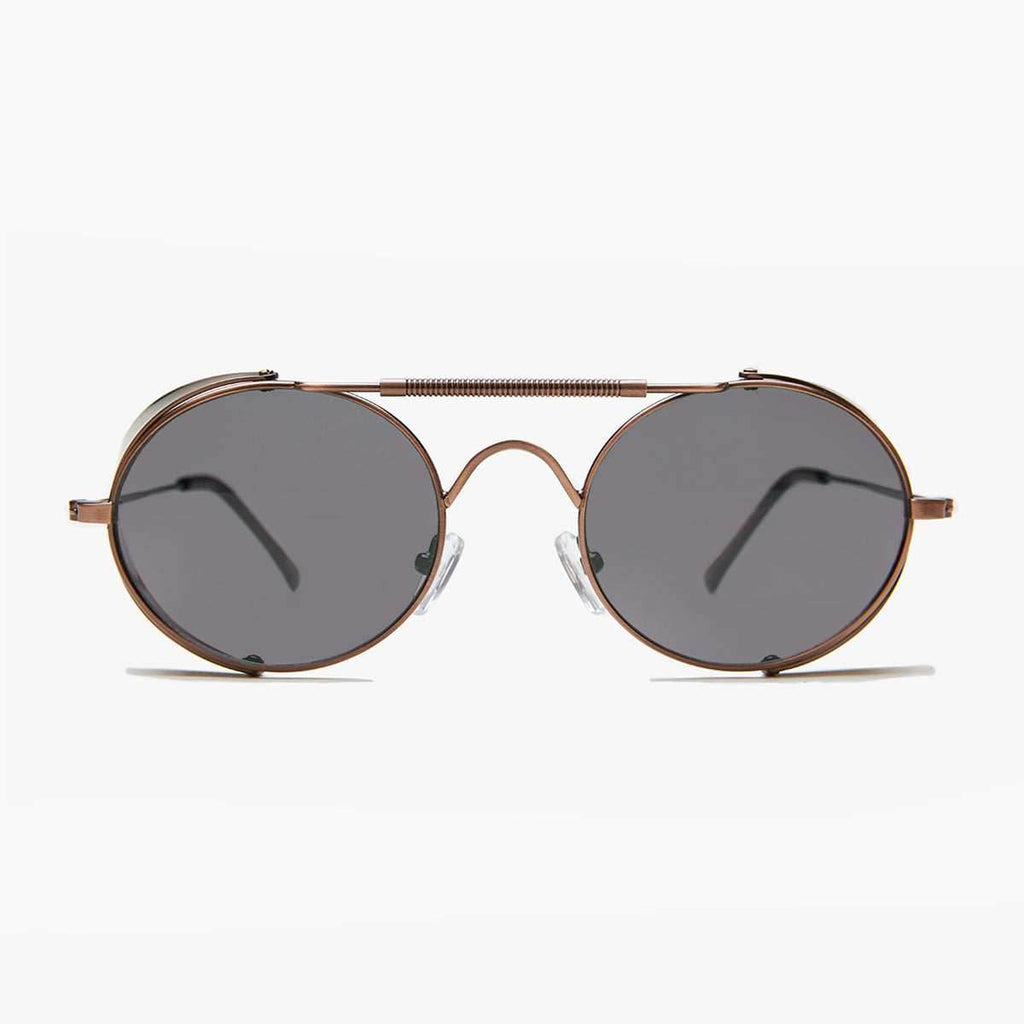 Copper Steampunk Sunglass with Folding Side Shields - Bram 5 - Copper / Brown Lens