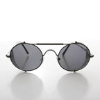 Black Steampunk Sunglass with Folding Side Shields - Bram 4 - Black/Gray Lens