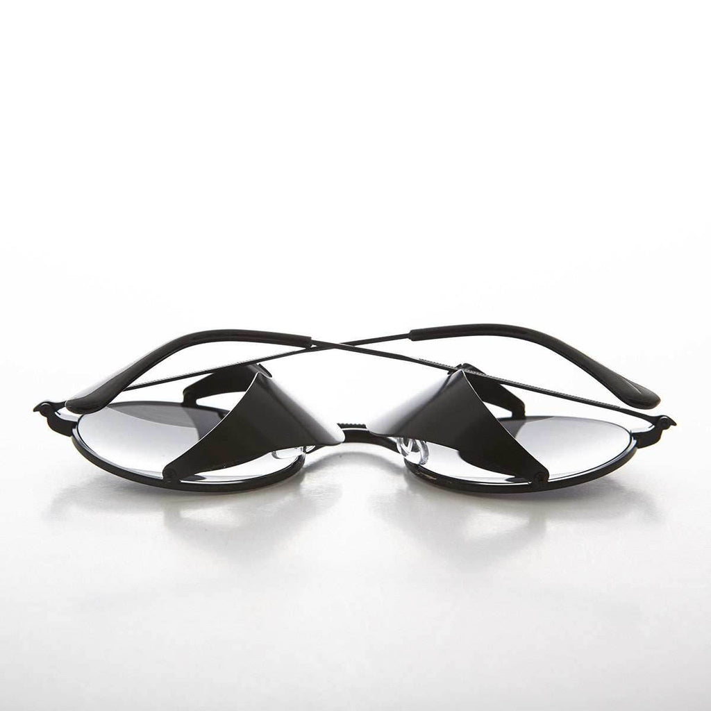 Black Steampunk Sunglass with Folding Side Shields - Bram 4 - Black/Gray Lens