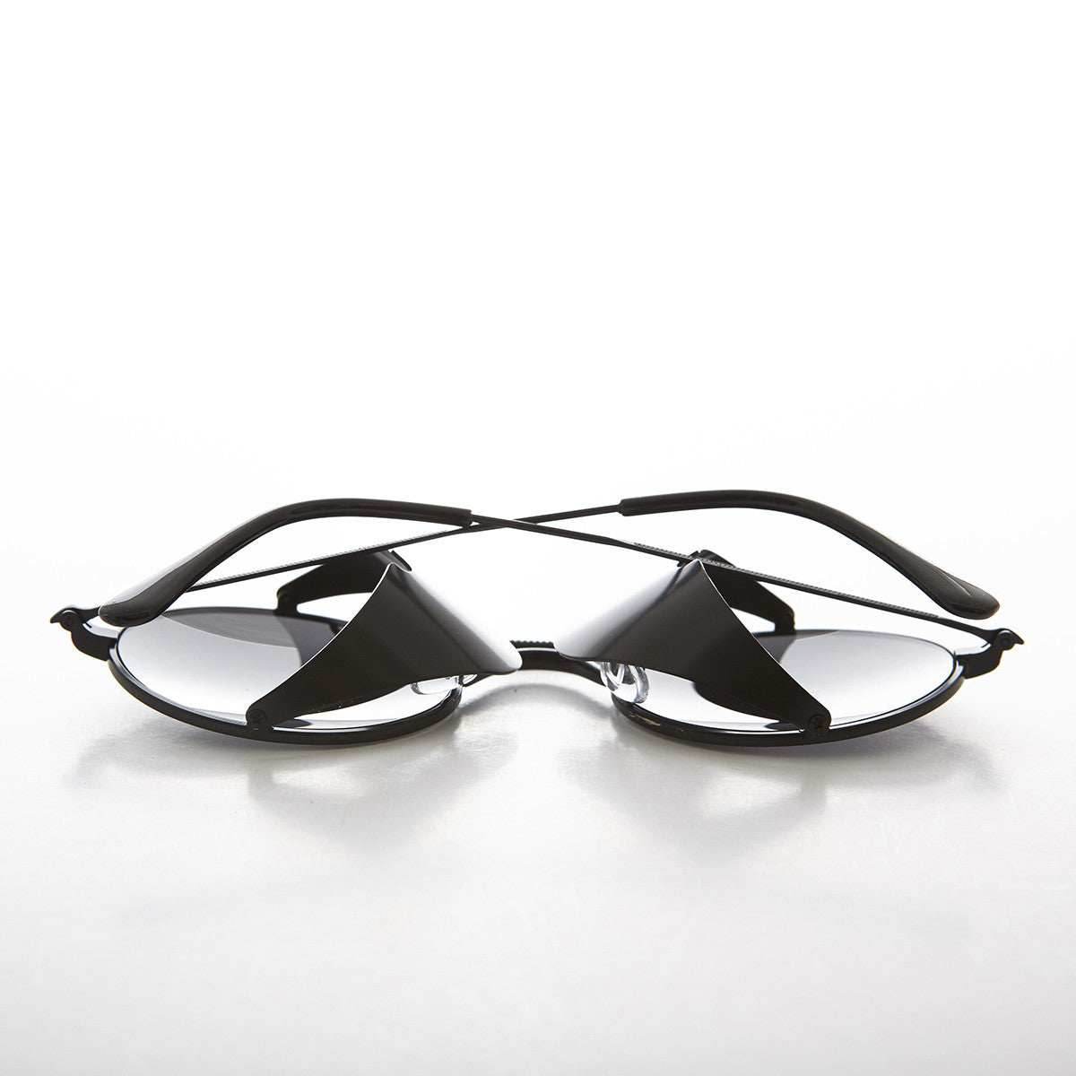 Black Steampunk Sunglass with Folding Side Shields - Bram 4 - Black/Gray Lens