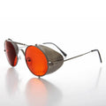 Red Lens Steampunk Sunglass with Folding Side Shields - Bram 7 - Gun Metal / Red Lens