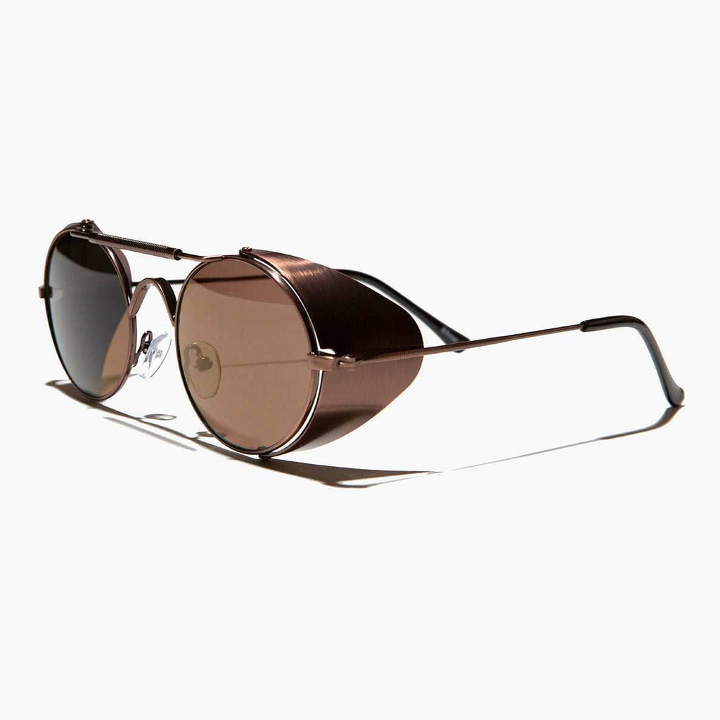 Copper Steampunk Sunglass with Folding Side Shields - Bram 5 - Copper / Brown Lens