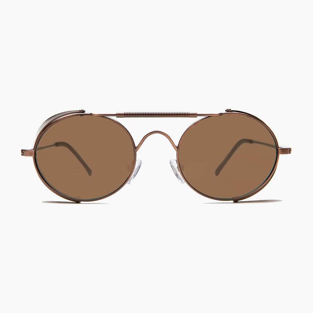 Copper Steampunk Sunglass with Folding Side Shields - Bram 5 - Copper / Brown Lens