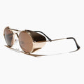 Gold Steampunk Sunglass with Folding Side Shields - Bram 6 - Gold / Brown Lens