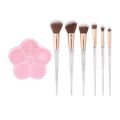Frosted Snow Sparkle | 7 PC Makeup Brush & Cleaning Mat Set