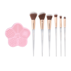 Frosted Snow Sparkle | 7 PC Makeup Brush & Cleaning Mat Set