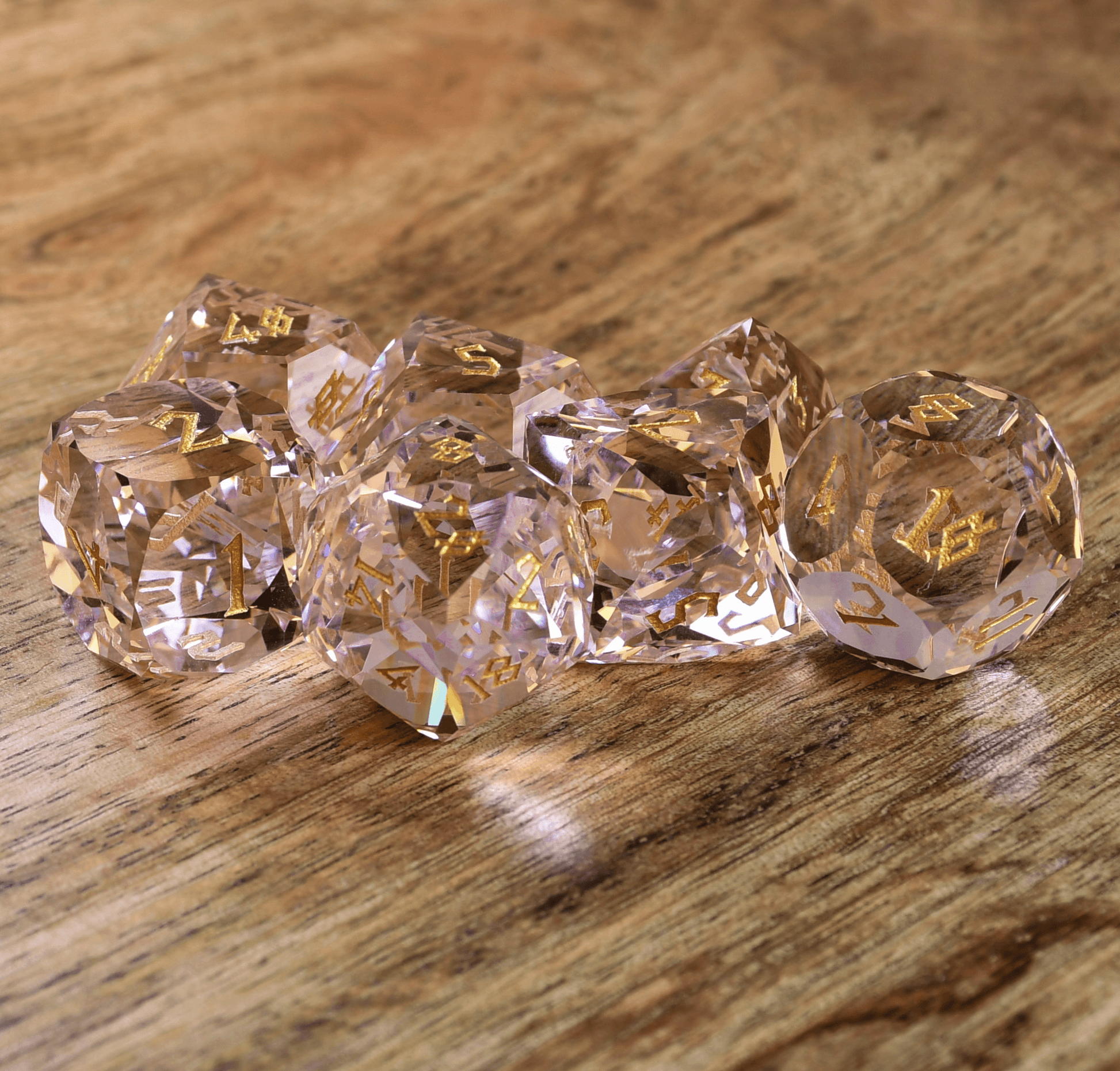 Baby Pink Topaz Multifaceted Glass Dice Set 'PRE-ORDER | SPRING EVENT DEAL' - 