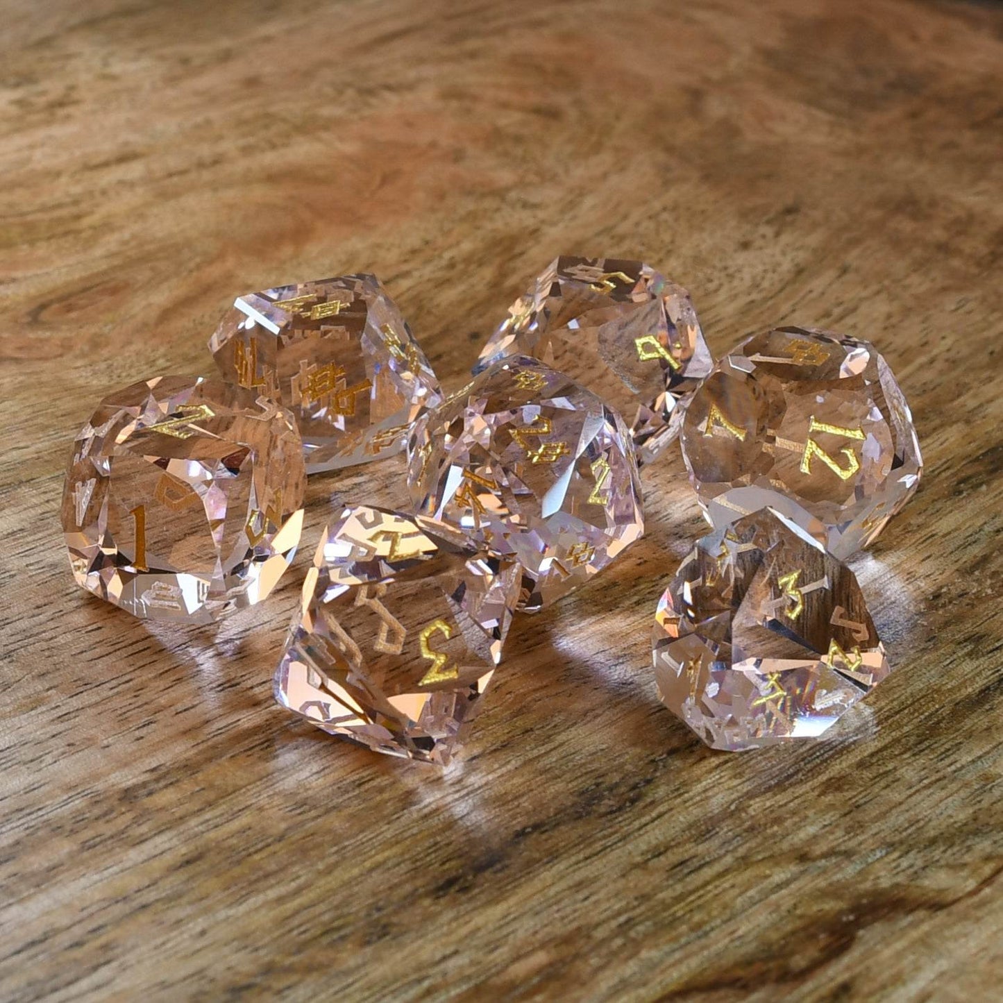 Baby Pink Topaz Multifaceted Glass Dice Set 'PRE-ORDER | SPRING EVENT DEAL' - 