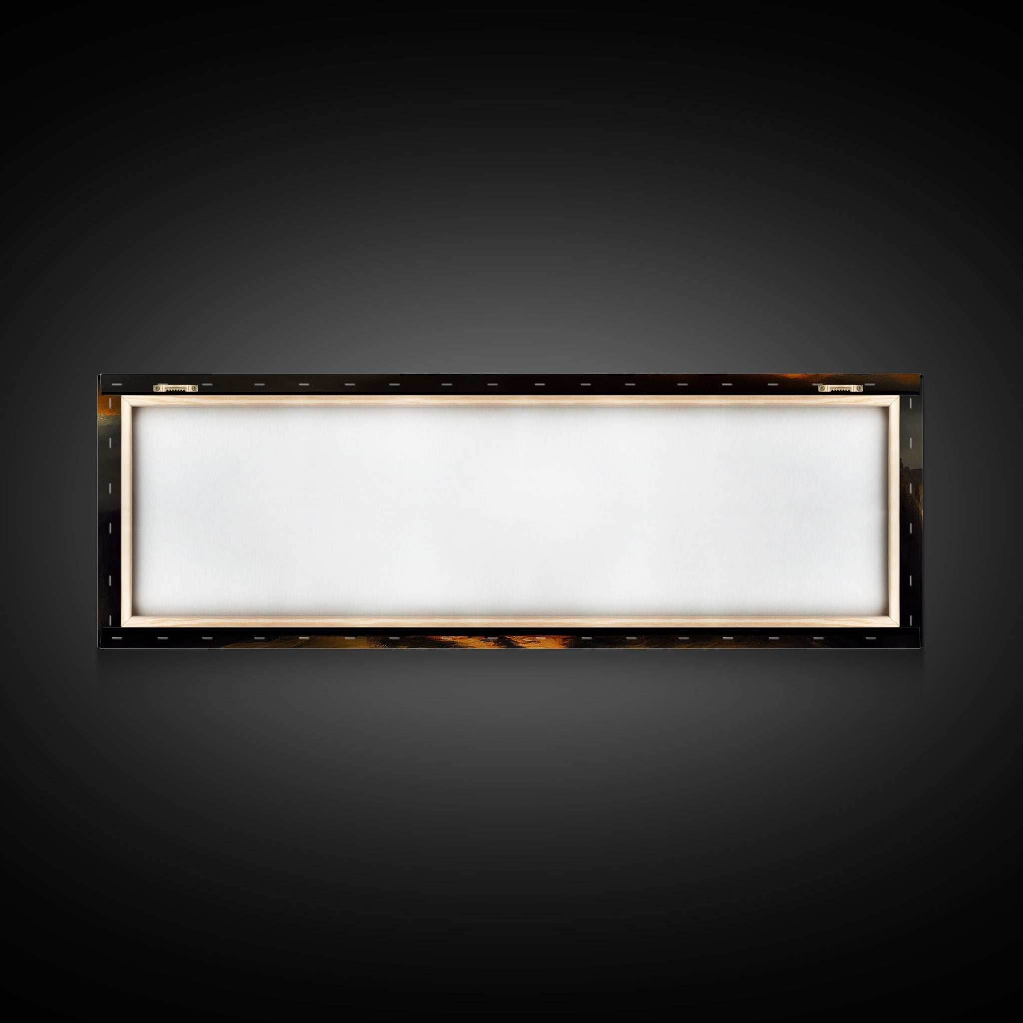 Panoramic Dark Fantasy Wall Art, Framed Canvas, Wood Frame Art, The Dark Castle Oil Painting Fantasy Decor, DND Art - 10x30 Inches / Gallery Wrap Canvas - Ready To Hang