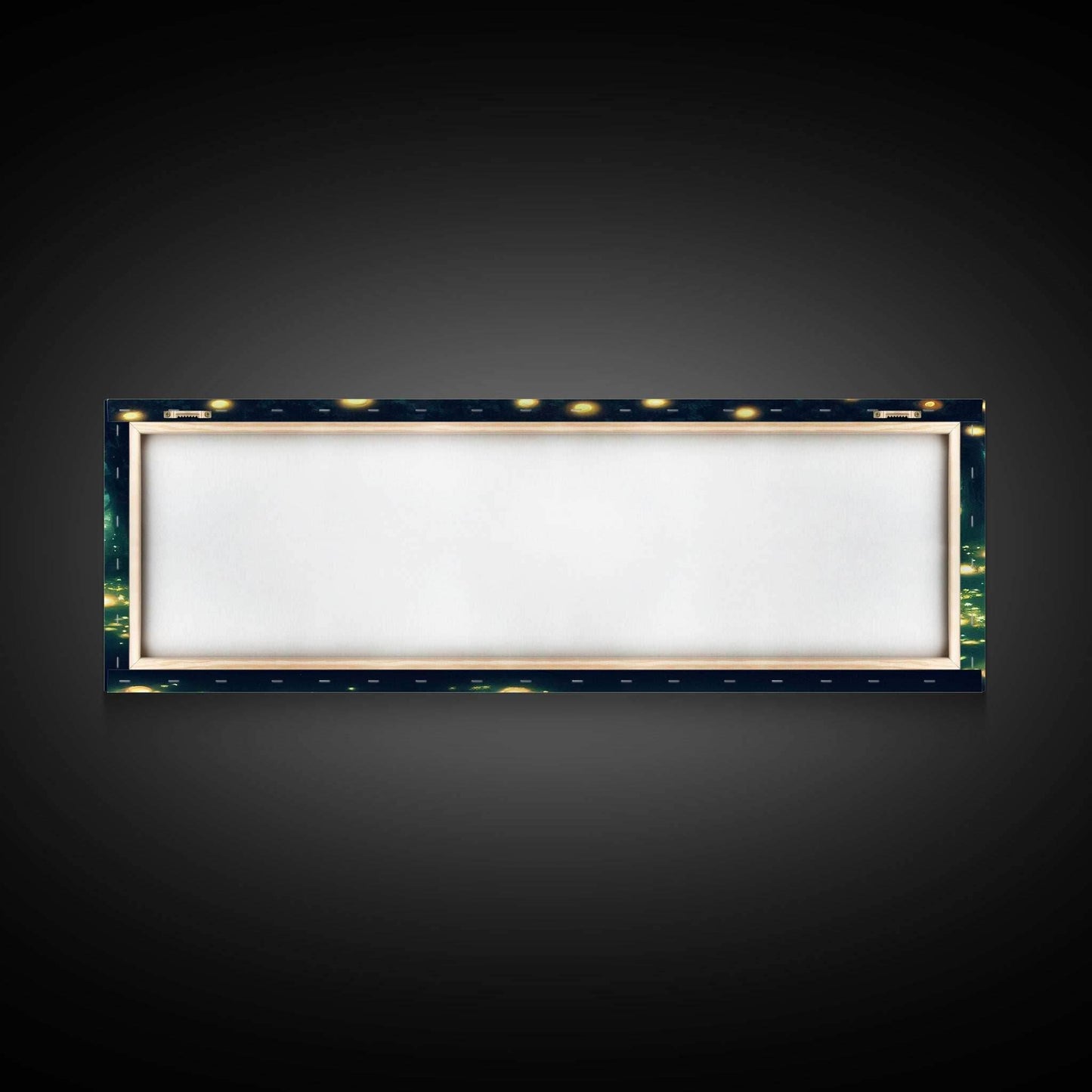 Fantasy Forest At Night With Fireflies, Extra Large Wall Art, Framed Panoramic Canvas Print, Framed Wall Art - 10x30 Inches / Gallery Wrap Canvas - Ready To Hang