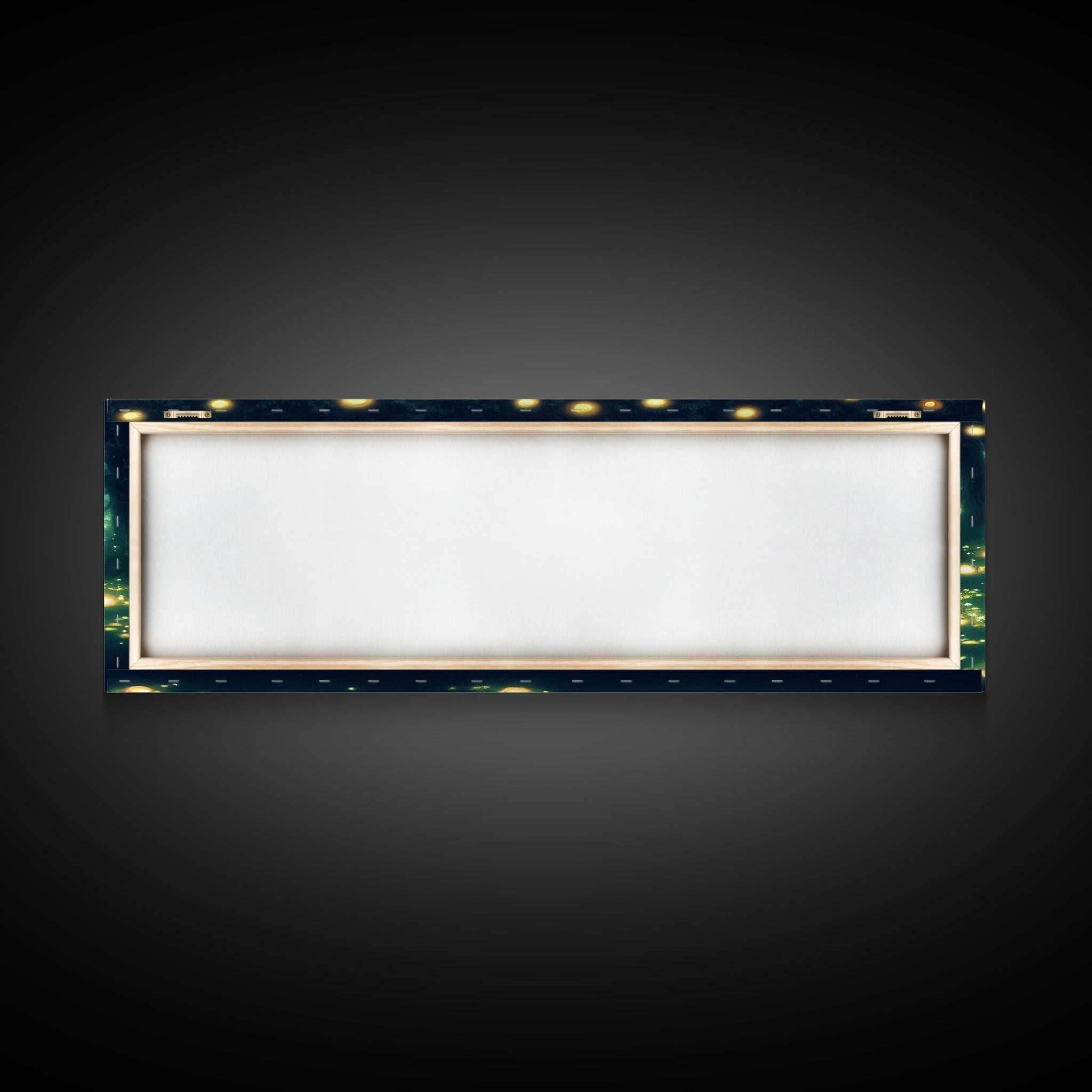 Fantasy Forest At Night With Fireflies, Extra Large Wall Art, Framed Panoramic Canvas Print, Framed Wall Art - 10x30 Inches / Gallery Wrap Canvas - Ready To Hang