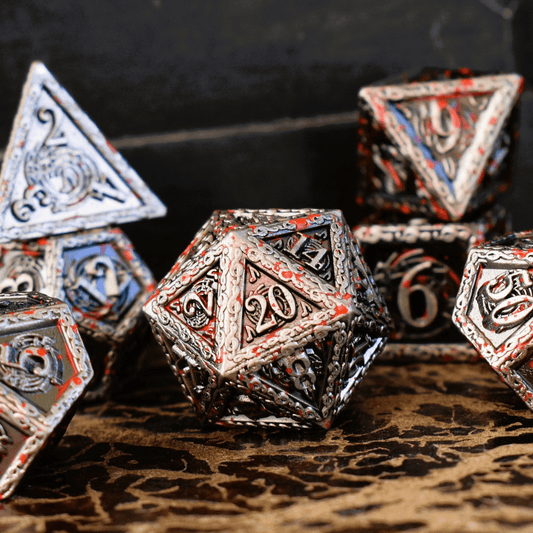 Ballad of the Bard Bloodstained Silver Metal Dice Set - 