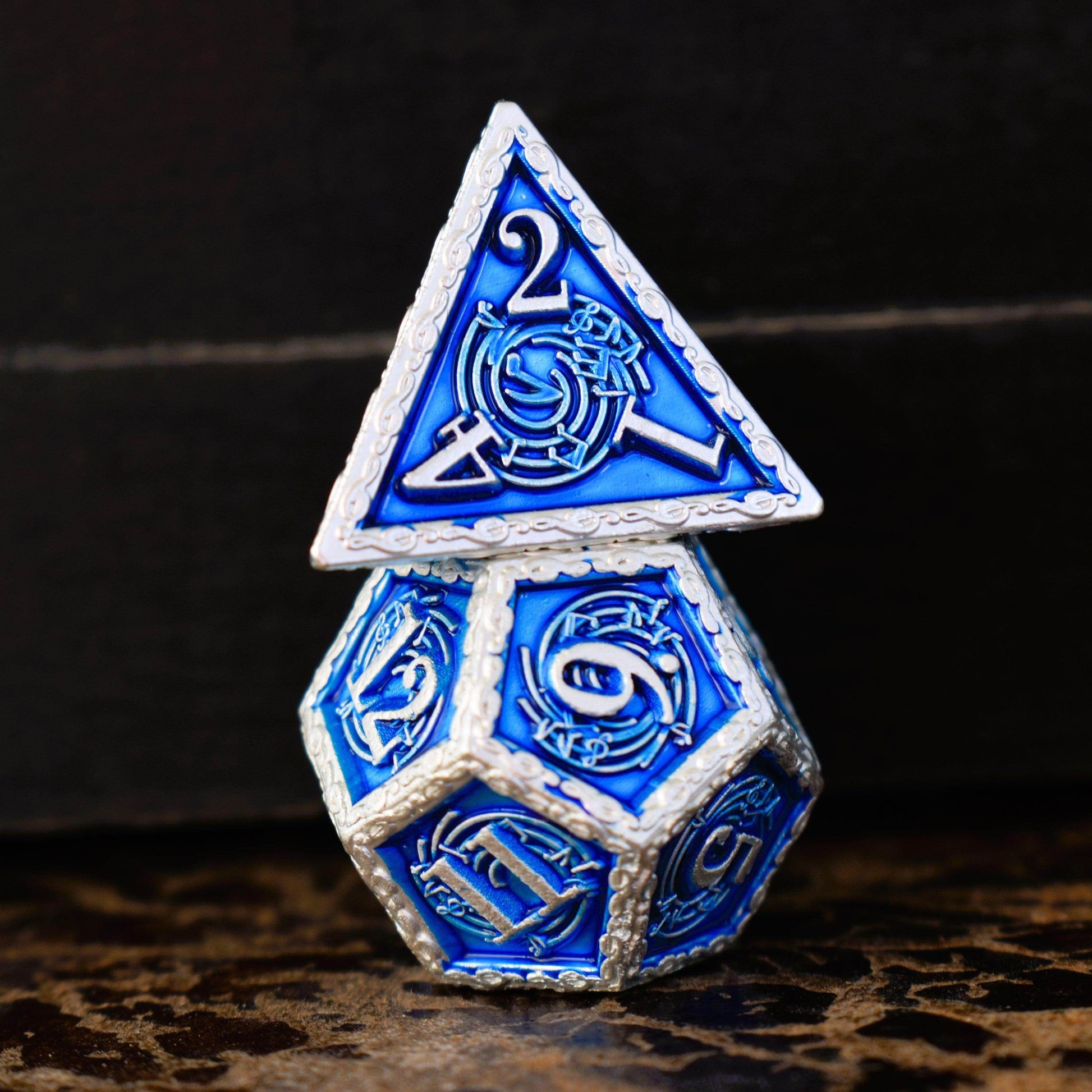 Ballad of the Bard Blue and Silver Metal Dice Set - 