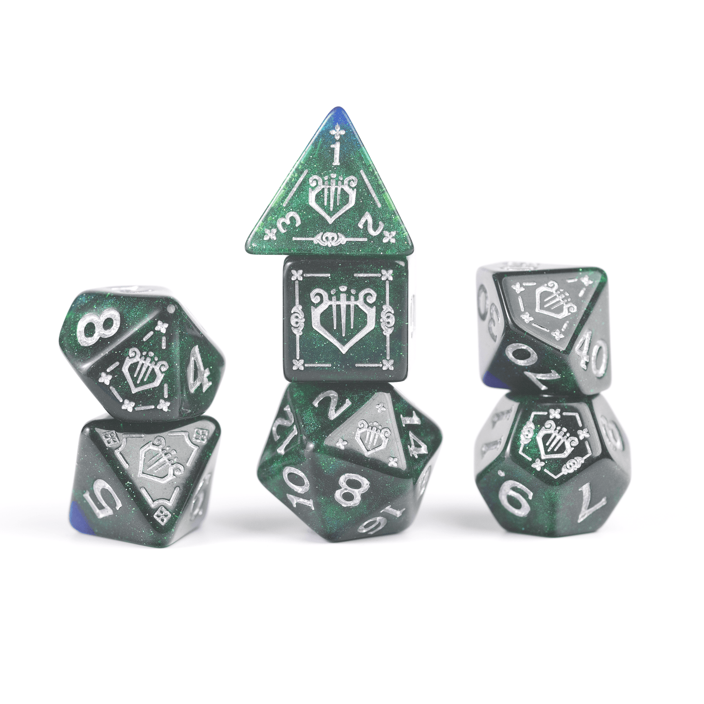 D&D Adventure Dice Set - Bard Edition | Blue/Green 15pc Collection - 