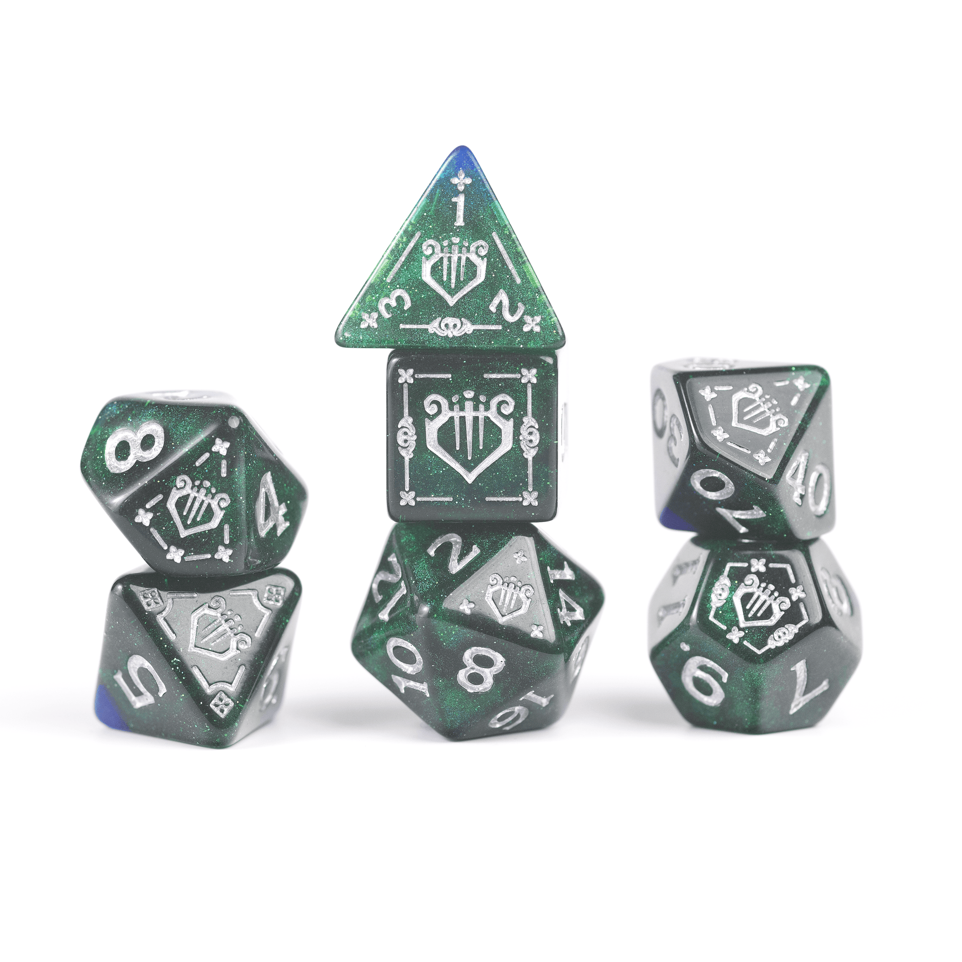 D&D Adventure Dice Set - Bard Edition | Blue/Green 15pc Collection - 