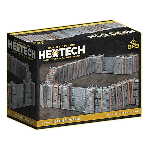 Battlefield in a Box: HexTech - Trinity City - Fortress Walls (Grey) - 