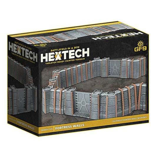 Battlefield in a Box: HexTech - Trinity City - Fortress Walls (Grey) - 